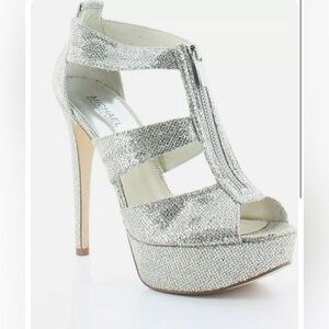 Michael Kors Berkley T-strap Glitter, Silver Metalic